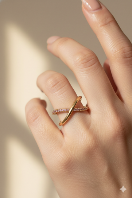 Criss-Cross Crystal Ring